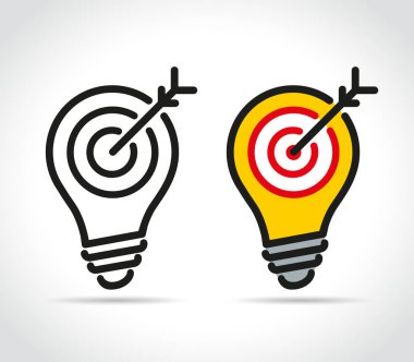 Hedef beyaz arka plan üzerinde ampul Icons