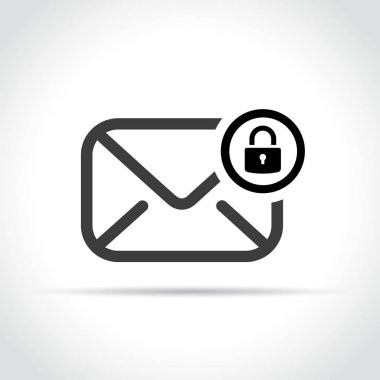 Zarf üzerindeki beyaz arka plan asma kilit simgesiyle