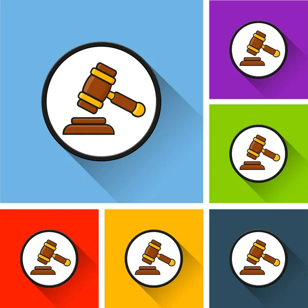 Iconos de juicio con sombra larga — Vector de stock