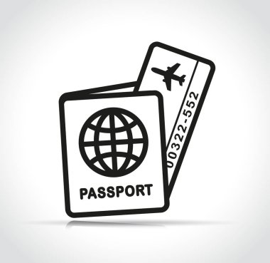 Flight ticket and passport icon