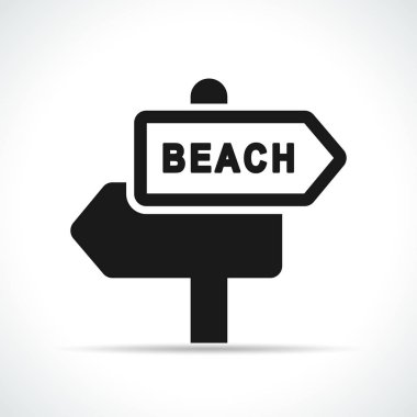 Vector beach sign black icon 