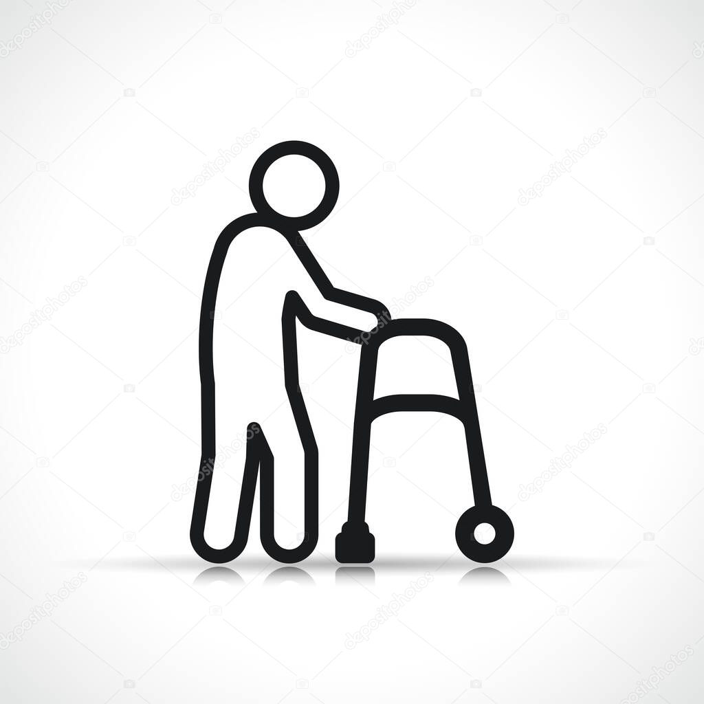 Vector illustration of disability walker symbol icon