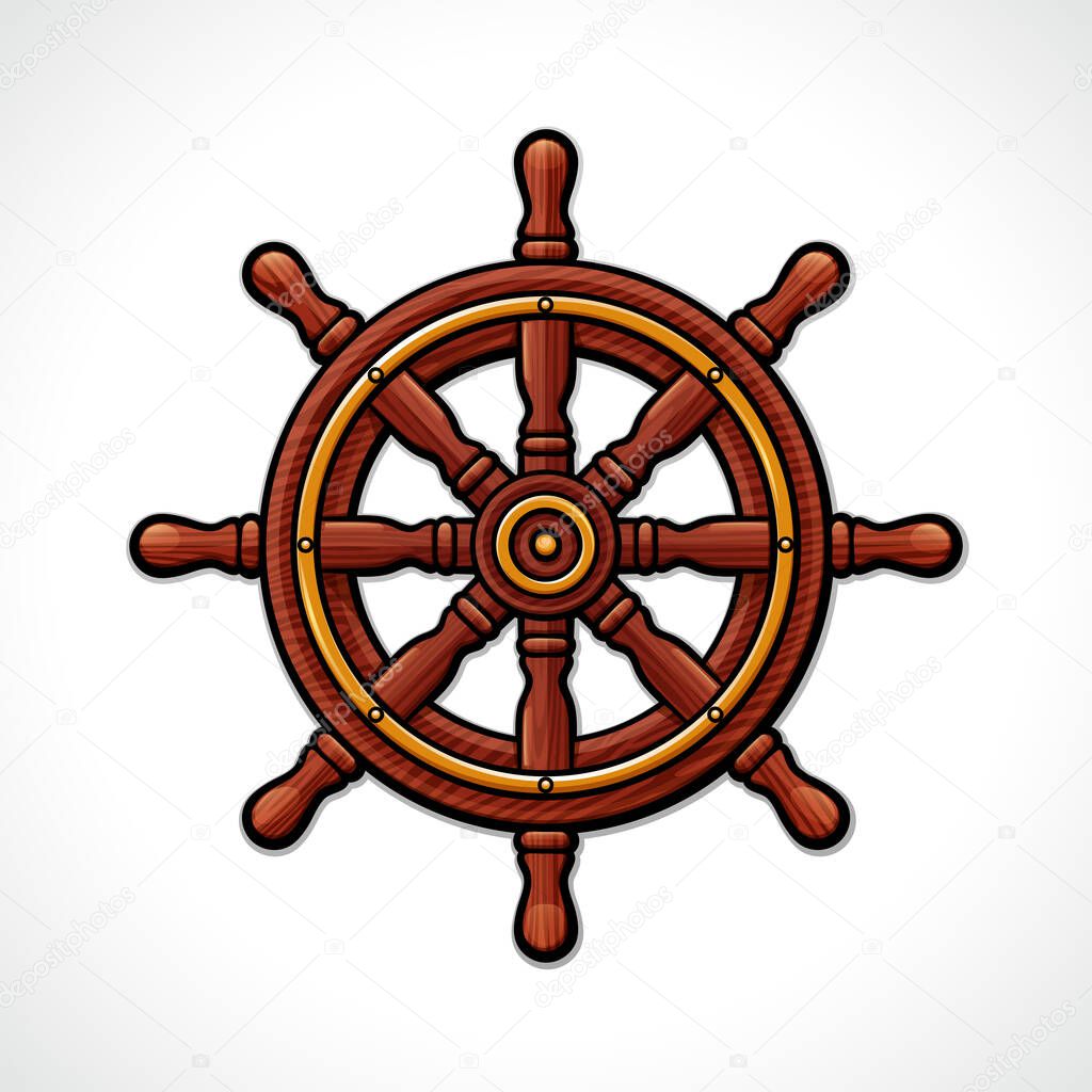Vector illustration of helm wheel isolated drawing