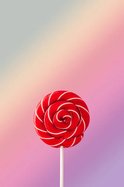Lollipop Vermelho Close Contexto Plausível — Fotografia de Stock
