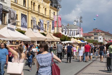Banska Bystrica, Slovakya - 7 Eylül 2018: el yapımı ürünler pazarı