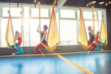  hammocks for  Anti-gravity air flying yoga clipart
