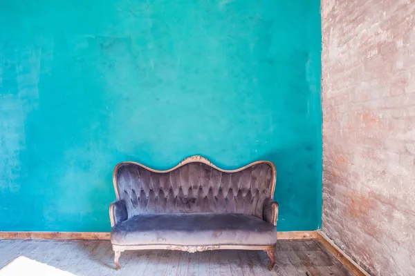 Blue Wall Interior Sofa Bright Colors Design — Stock Photo, Image