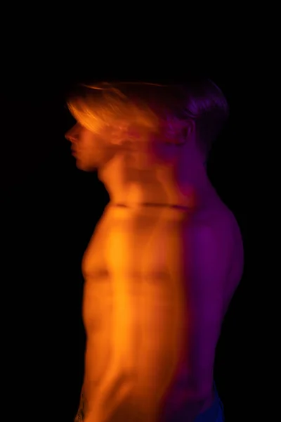 Profilo Mistico Ritratto Ragazzo Con Busto Nudo Lunga Esposizione Fantasma — Foto Stock