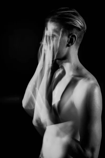 Amore Cecità Nudo Busto Giovane Bell Uomo Creativa Serie Ritratti — Foto Stock