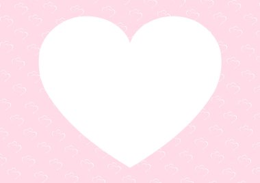 Kart kalp pembe beyaz renk. Mesaj için yer var. Sevgililer Günün kutlu olsun..