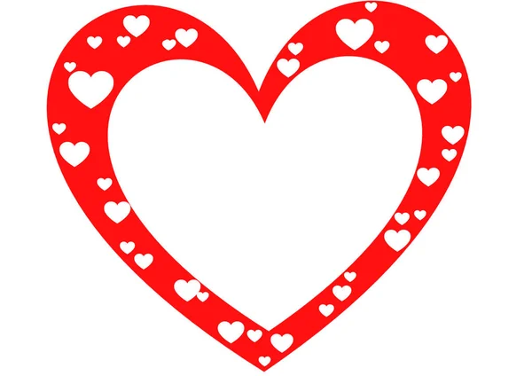 Bella cornice cuore per San Valentino colore bianco rosso — Foto Stock