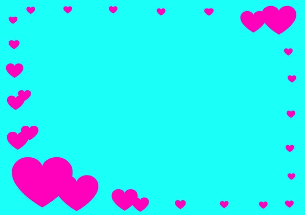 heart card frame pink turquoise color. Space for text. Happy Valentine\'s Day