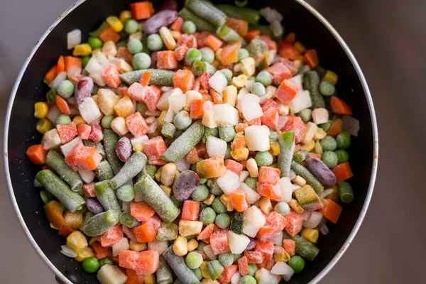 Mixed Vegetables Frying Pan Stock Photo