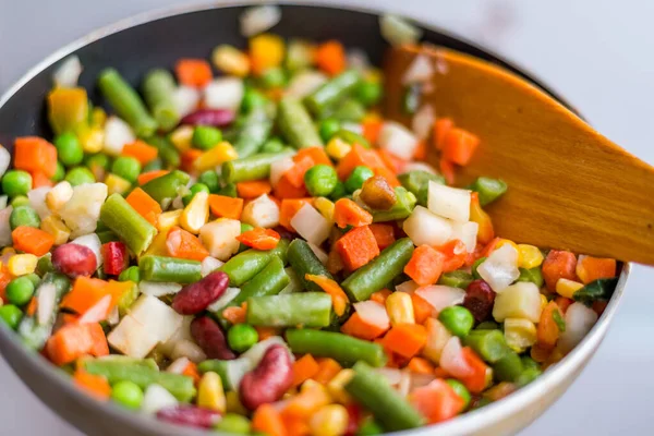 Mixed Vegetables Frying Pan Stock Photo
