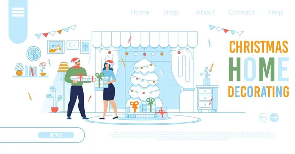 Плоский ландшафт для рождественских покупок в Интернете — стоковый вектор