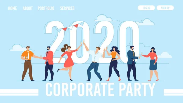 Corporate New Year Party Organisation Landing Page — Stockvektor