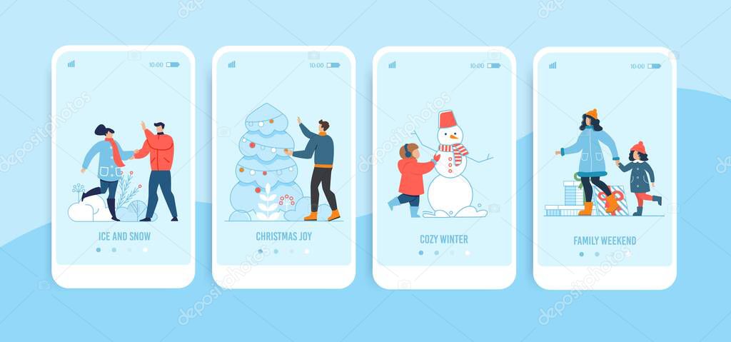 Xmas and New Year Design Mobile Landing Page Set