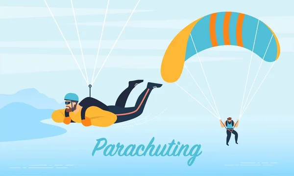 Paraşüt Ekstrem Spor Reklamcılığı Düz Afişi — Stok Vektör