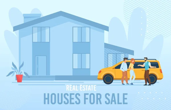 Real Estate Poster Advertising Houses for Sale — Stock Vector