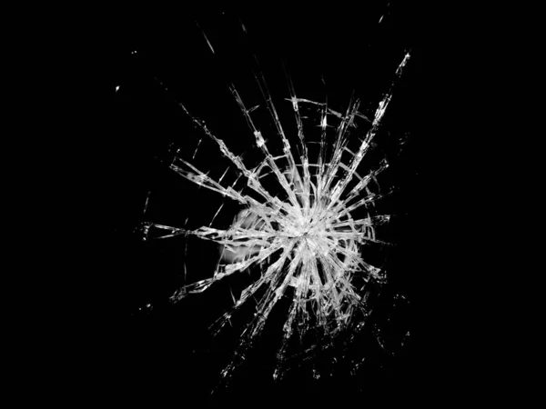 Damaged and broken glass by vandals and stoned. — Stock Photo, Image