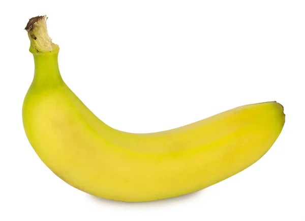 Ripe banana isolated on white background for easy one-click selection. — 스톡 사진