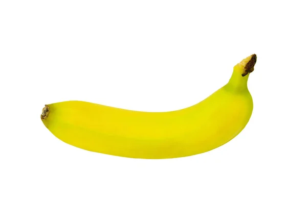 Ripe banana isolated on white background for easy one-click selection. — 스톡 사진