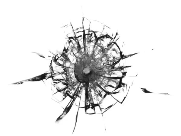 Cracked glass broken window on white background. Texture of broken windscreen. — 스톡 사진