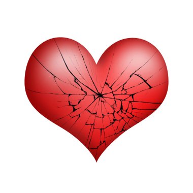 3D kırık kalp, kırık kalp. Sevgililer Günü. Kırık Aşk.