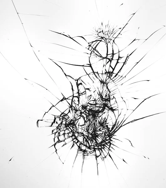 Vetro rotto con crepe. Soffiare sul vetro di sicurezza dello smartphone . — Foto Stock