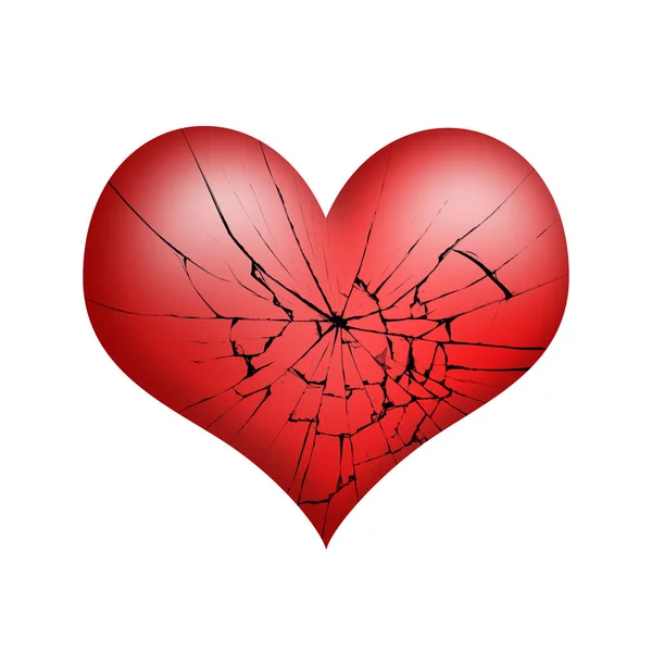 3d gebrochenes Herz, Risse im Herzen. Valentinstag. Gebrochene Liebe. — Stockfoto