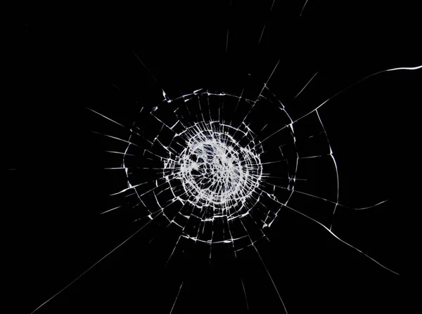 壊れたガラスの上に亀裂や線。窓のテクスチャをクラックする. — ストック写真