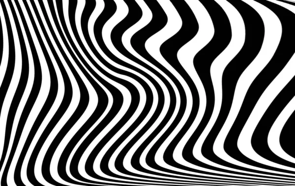 Wave Design Bianco Nero Immagine Digitale Con Strisce Psichedeliche — Foto Stock