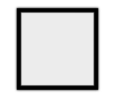 Boş siyah boş kare, beyaz duvarda çerçeve çizimi.