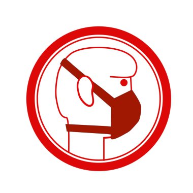 Koronavirüsün yayılmasını azaltmak için maske ve pansuman gerektiğinin maskeli bir uyarısı.