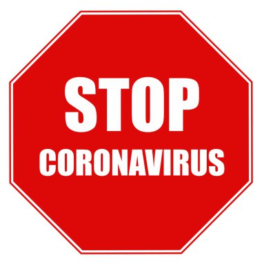 Koronavirüsü durdurun, kırmızı işaret hastalığı konsepti covid19, dizayn için logo.