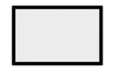 Boş siyah boş dikdörtgen çerçeve, beyaz duvarda afiş illüstrasyonu.