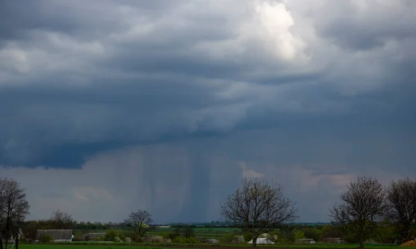 Gewitter Über Dem Dorf Wettervorhersage Und Schauer Regenguss — Stockfoto