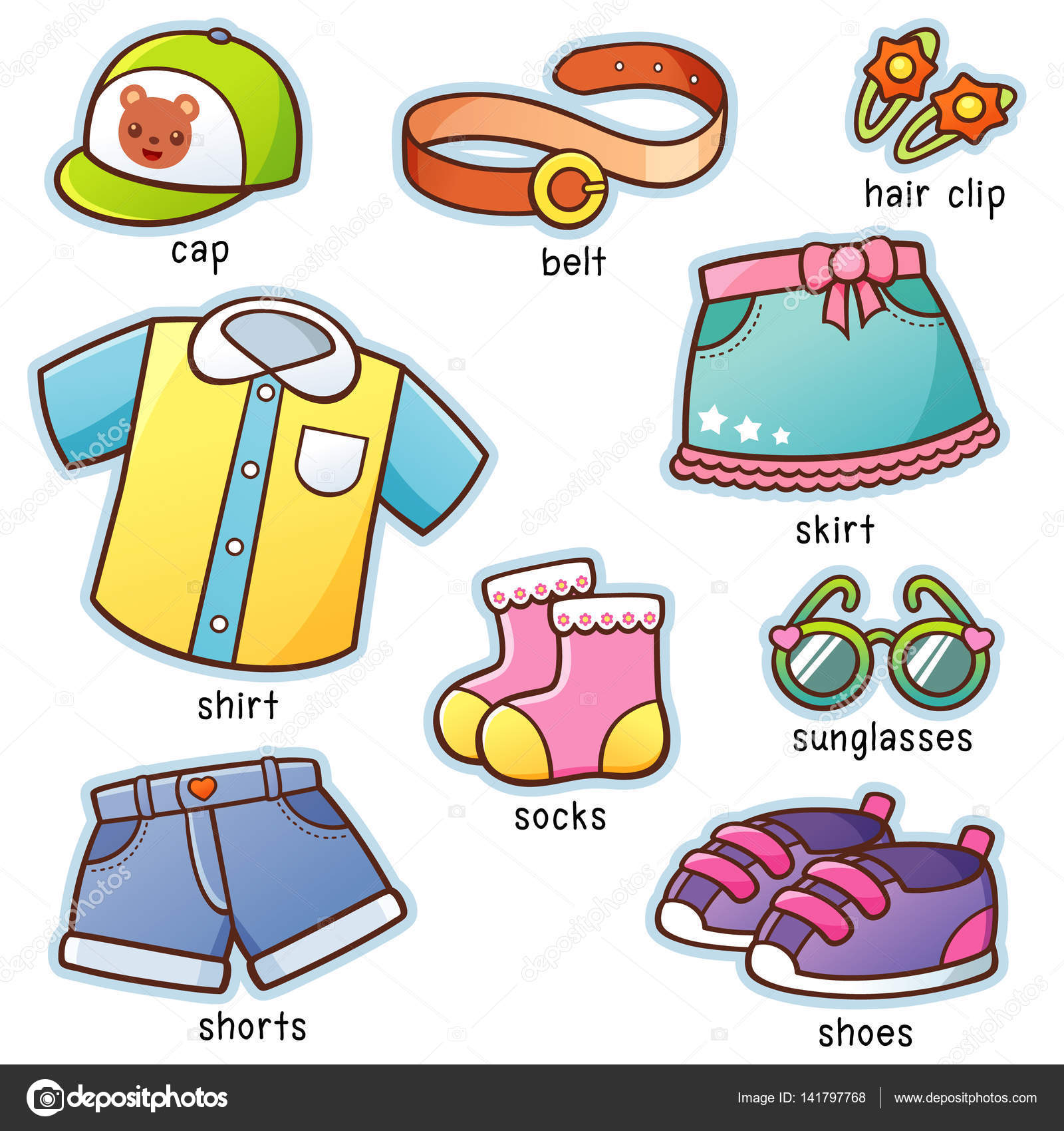 Cartoon Clothes set Stock Vector by ©sararoom 141797768