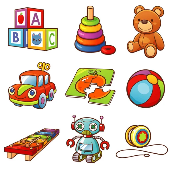 Conjunto de brinquedos de desenhos animados —  Vetores de Stock