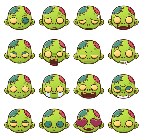 Zombie ansikte uttryckssymboler — Stock vektor
