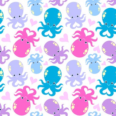 Dikişsiz desen vektör. Ahtapot