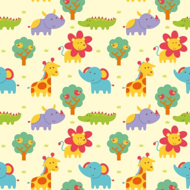 Dikişsiz desen vektör. Hayvanlar