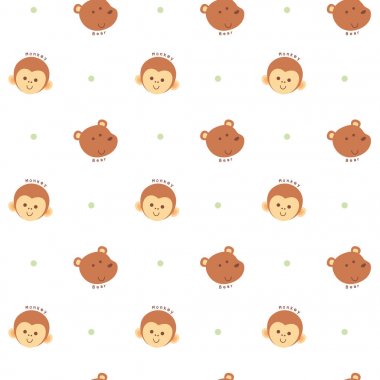 Dikişsiz desen vektör. maymun ve ayı