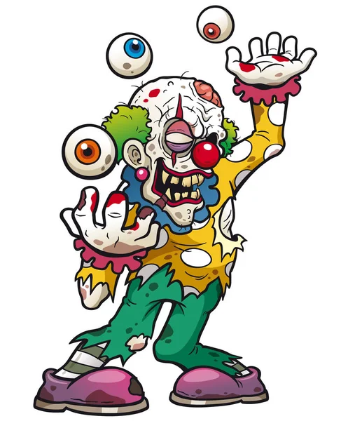 Payaso zombie de dibujos animados — Vector de stock