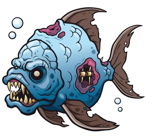 Dibujos animados peces zombie — Vector de stock