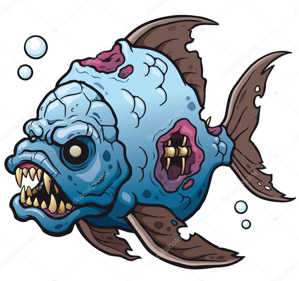 Cartoon fish zombie