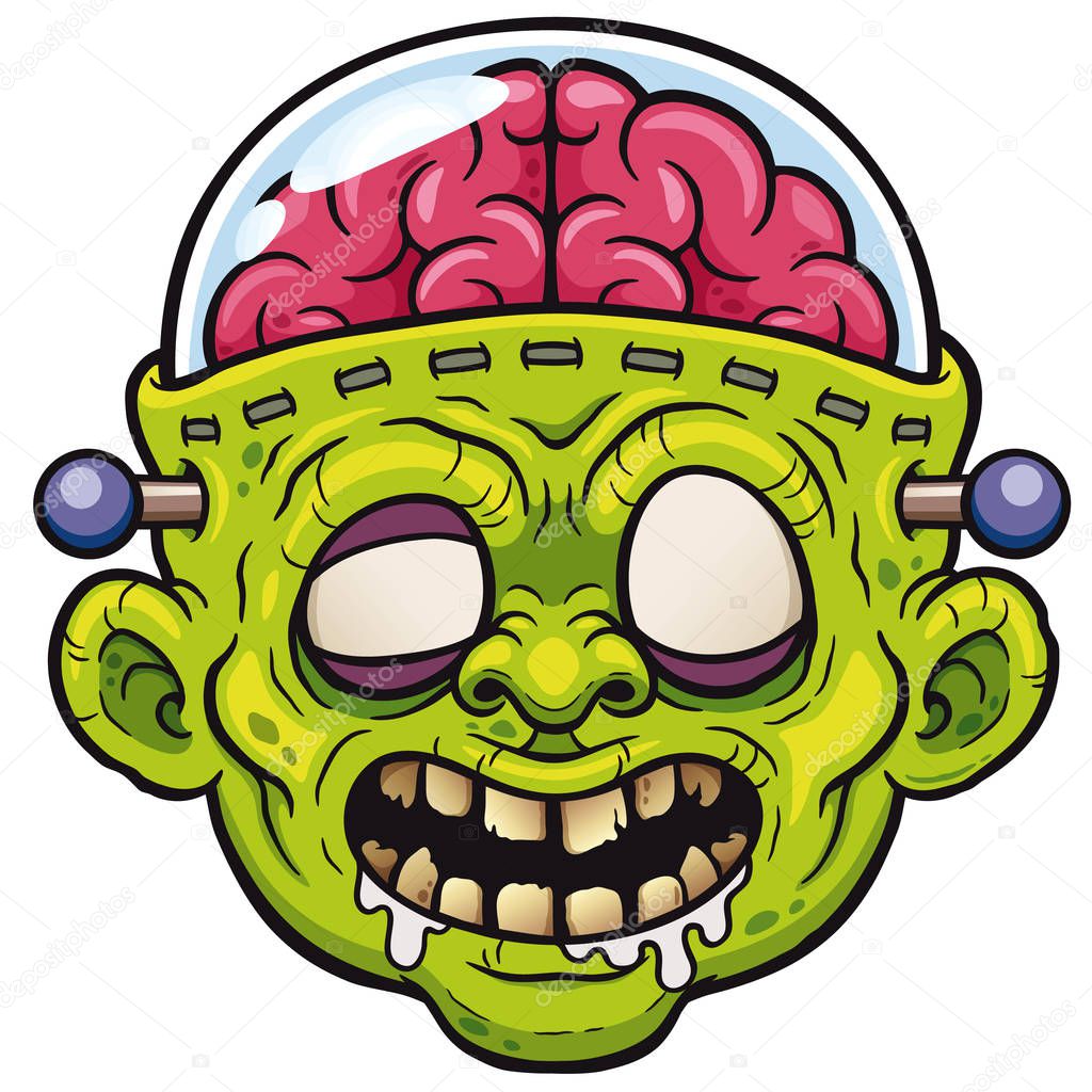 Vector Illustration Cartoon Monster Zombie Face — Stock Vector