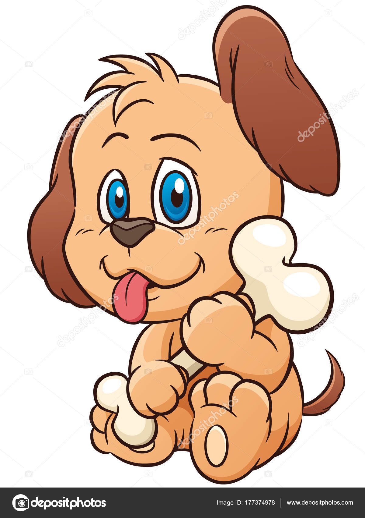 Vektor Illustration Karikatur Niedlichen Hund Mit Knochen — Stockvektor