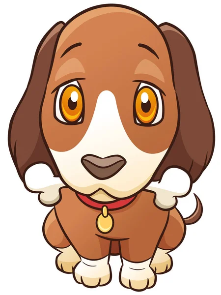 Vector Illustratie Van Cartoon Schattig Hond Houden Bot — Stockvector