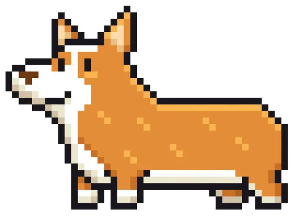 Vektorová Ilustrace Plemene Cartoon Dog Welsh Corgi Pixel Design — Stockový vektor